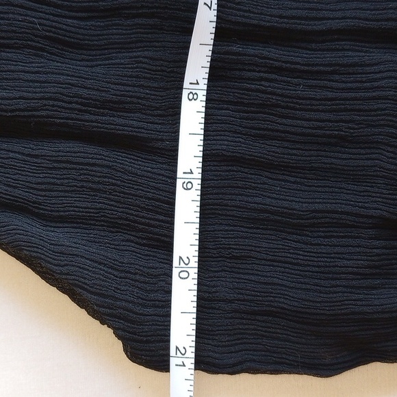 Alice + Olivia Crinkled Silk Chiffon Sleeveless Top Blouse L/XL Black Lined - Picture 5 of 6